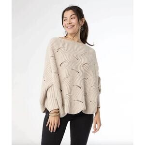 NEW COCO + CARMEN rosette poncho in cement